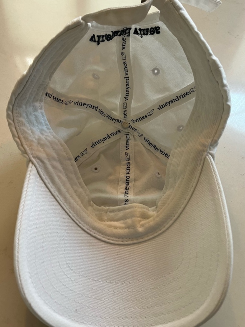 Vineyard Vines White Cap with Navy Whale Emblem - Picture 3 of 3